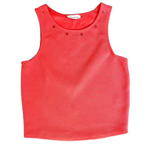 Poetry Orange Textured Knit Studded Crop Top, EUC, Size Small - Picture 1 of 6